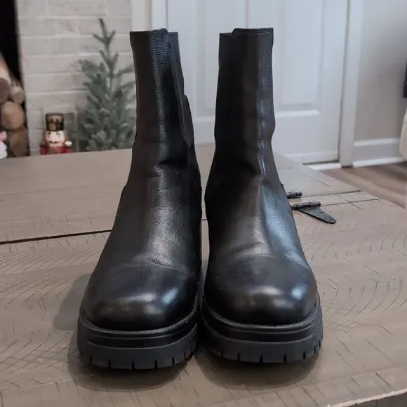 Boden Black Leather Heeled Chelsea Boots Chunky Block Heel Sz 41 - Picture 5 of 14